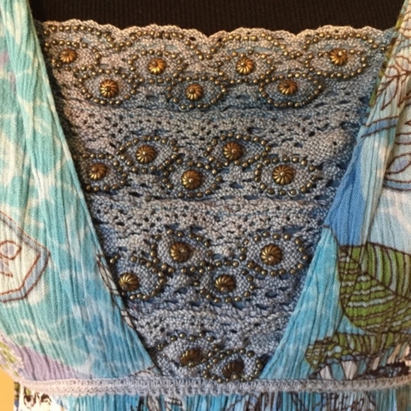 VINTAGE flowy rayon bohemian dress - Picture 2 of 15